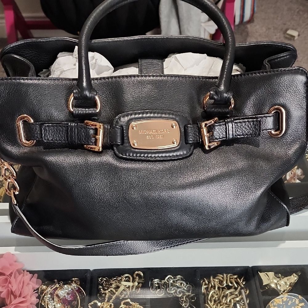 Michael Kors Black Satchel with Gold Accents - Picture 1 of 5